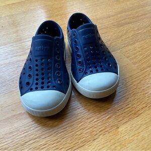 Native Navy and white summer water play shoes. Size C7